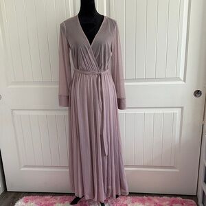 Chic Mauve Long Sleeve Maxi Dress